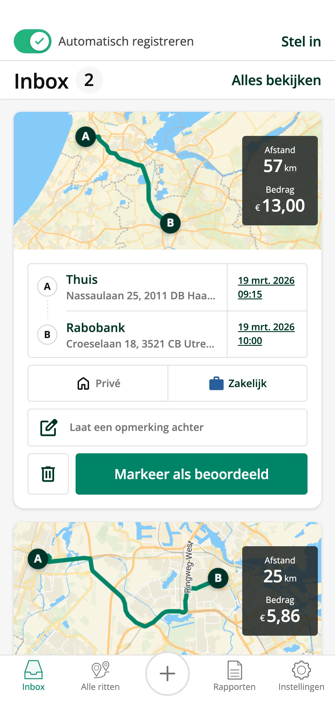 Simpele classificatie van je ritten